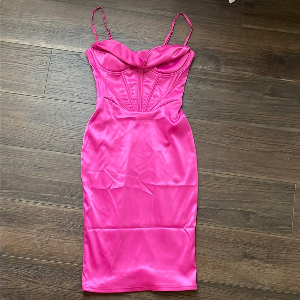 Elegant Pink Satin Dress